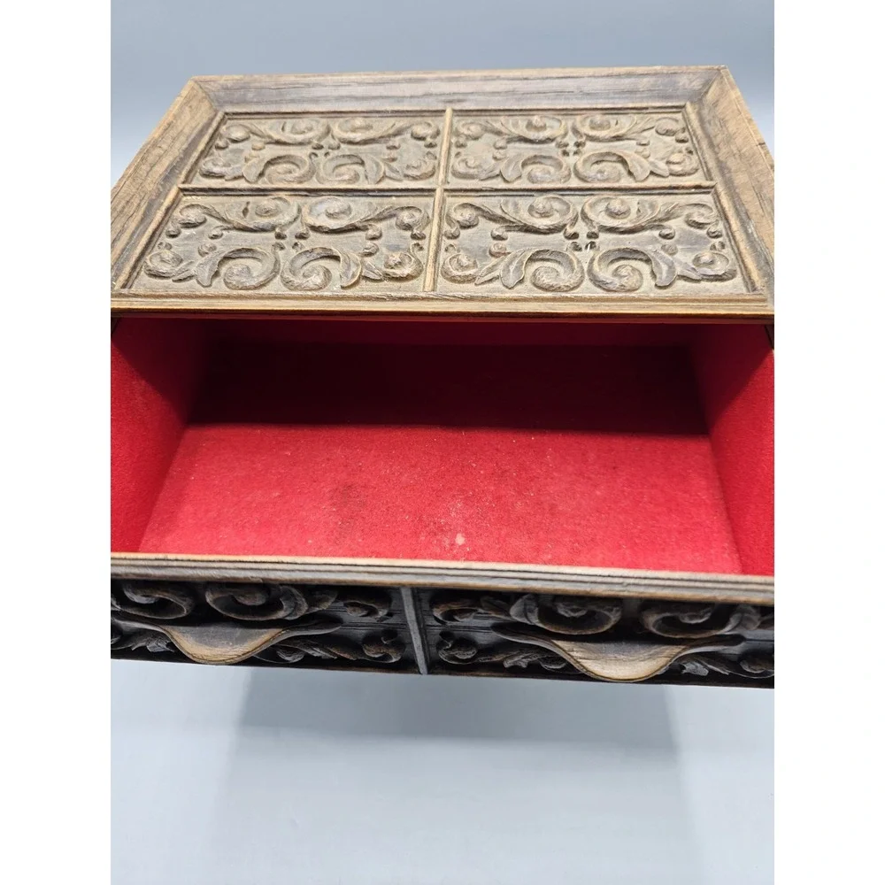Vintage 70s‎ Lerner Ornate Plastic Jewelry Office Sewing Box 2 Drawers Made USA